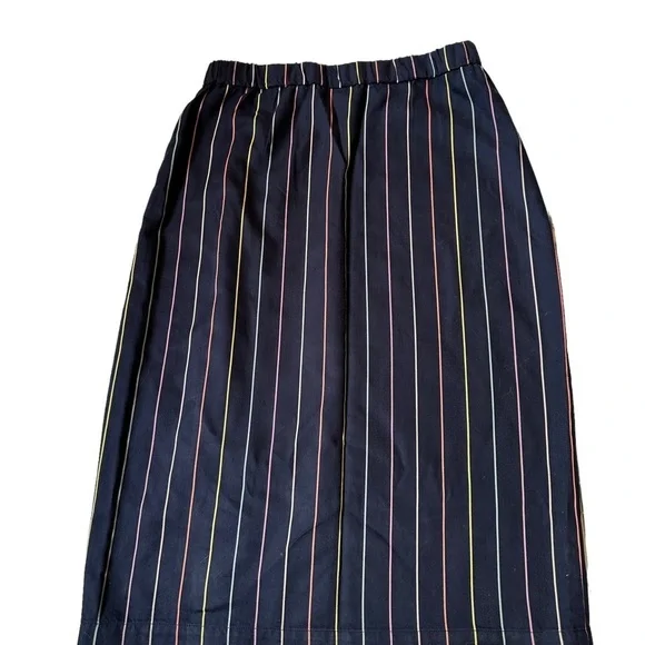 Marine Layer Navy Blue with Yellow, Pink, & Green Horizontal Midi Skirt | Size M - Picture 5 of 8